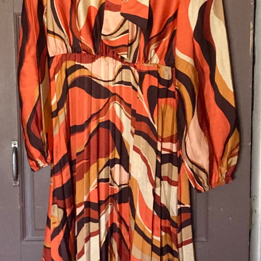 Multi Orange/Brown Maxi dress Women sz 8/10 L